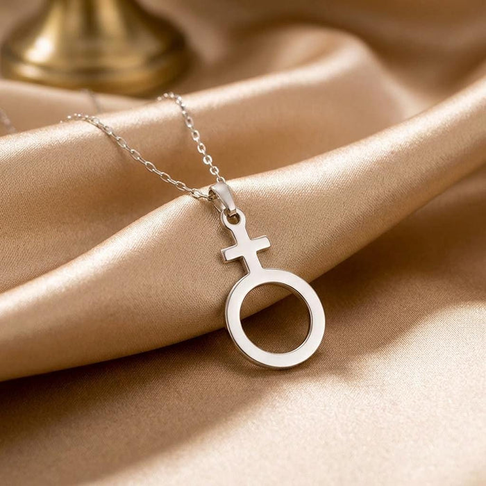 Close-up of the Silver Antimony pendant on Gold Plated Silver satin