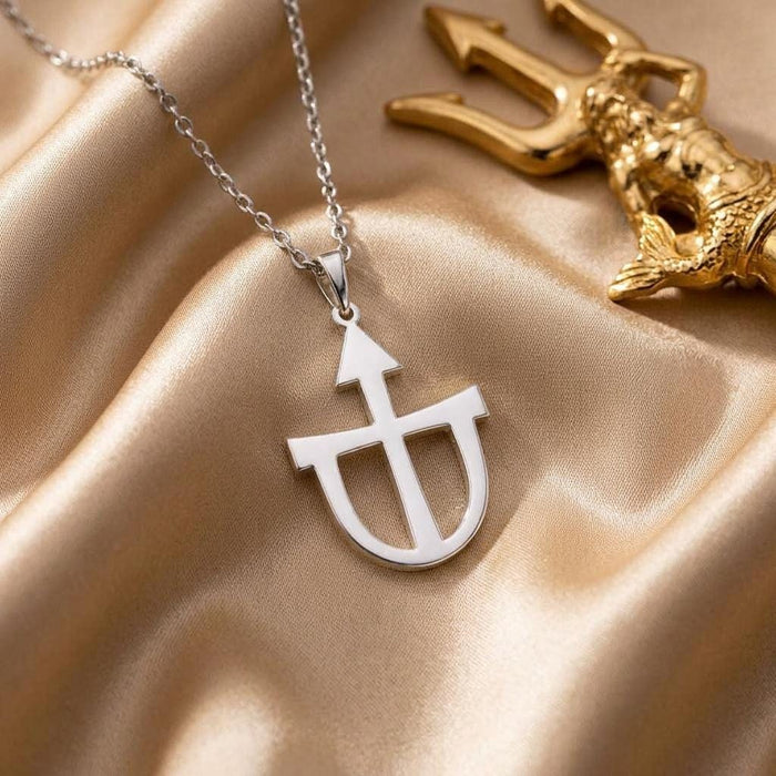 Teutonia symbol pendant in Silver on champagne satin