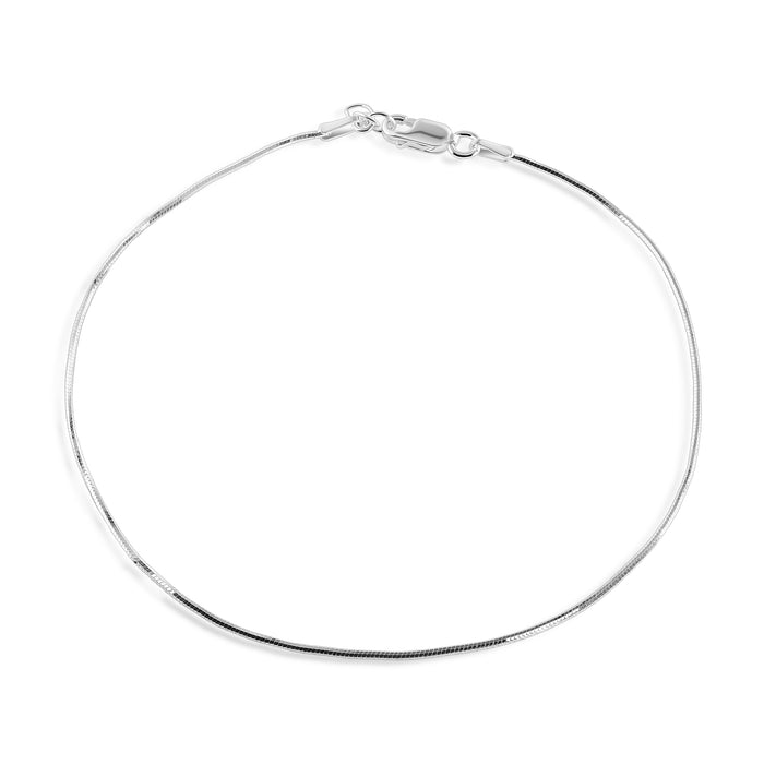 Silver 925 High Polished 8 Sided Snake 025 Anklets 1mm - CHA724 | Silver Palace Inc.