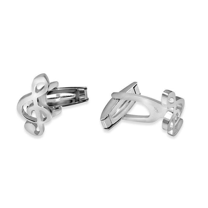 Silver 925 Plain Music G Clef Cufflink - ARC00010 | Silver Palace Inc.