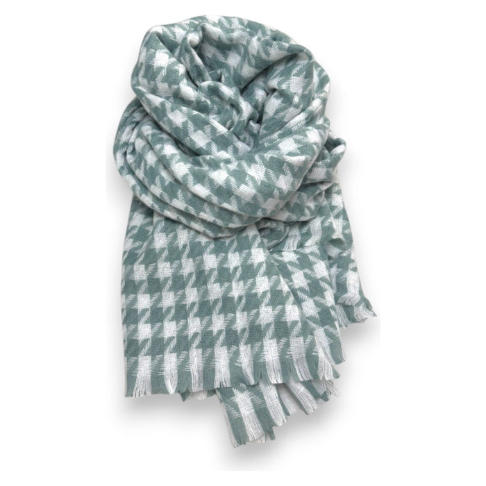 Scarves Australia Fashion Scarves Houndstooth Scarf - Sea Green White