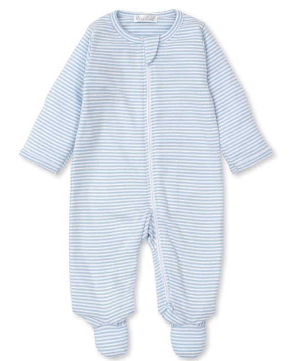 Kissy Kissy Kissy Kissy 3-6M Blue Stripes Zip Footie