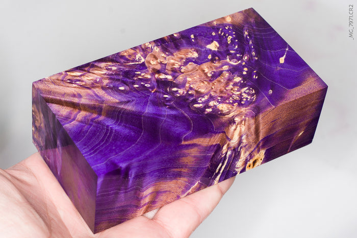 Large stabilized box elder burl wood block