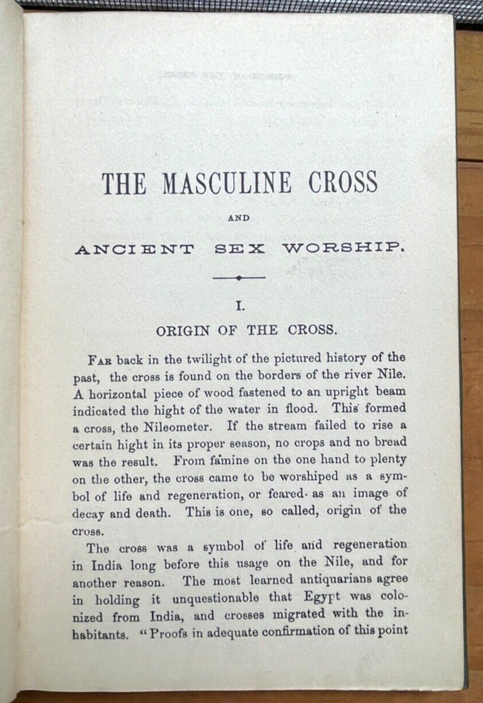 MASCULINE CROSS - Jennings, 1904 - ANCIENT RELIGION, OCCULT, SEX PHALLIC WORSHIP