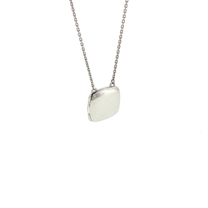 Monica Rich Kosann Sterling Silver 1/2" Slim Cushion Locket on Double Cable Chain Necklace