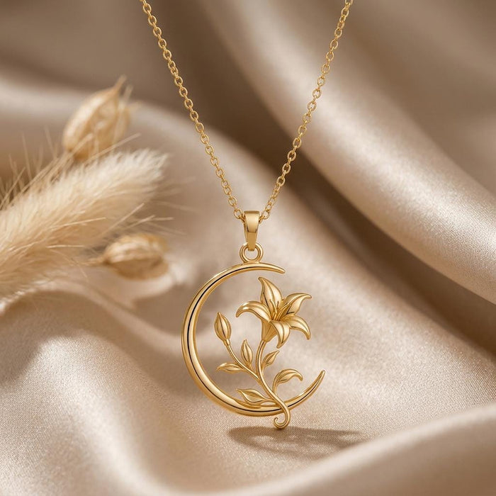 Close product photograph on draped champagne satin with dried botanical styling