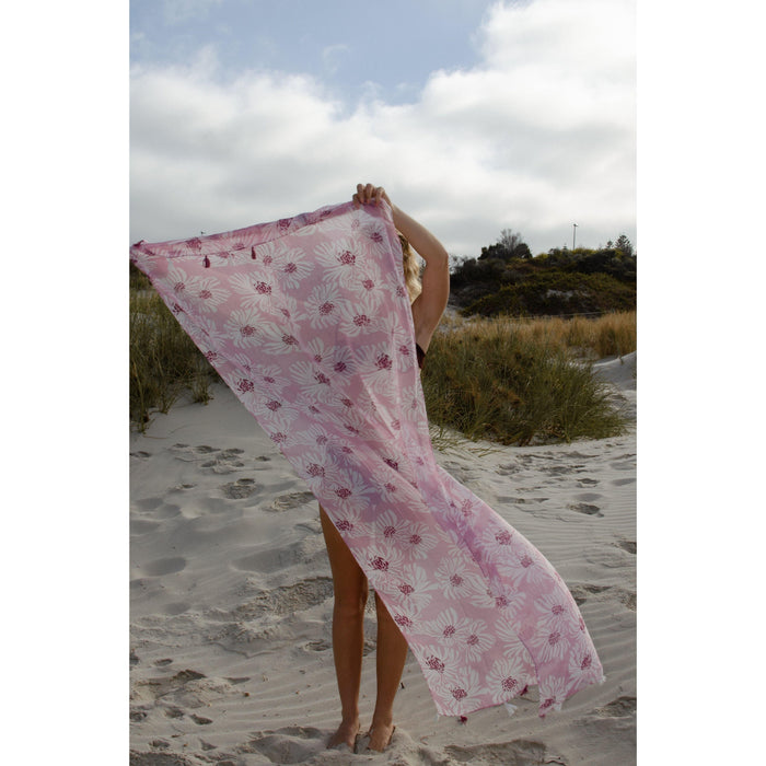 Scarves Australia Scarves & Shawls 💗 Floral Scarf - Tassels - Pink Lilac
