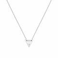 Plated 925 Sterling Silver Engravable Upside Down Triangle with CZ Pendant Necklace - DIN00078