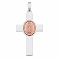 Plated 925 Sterling Silver Virgin Mary Oval Medallion Cross Pendant  - ARP00038