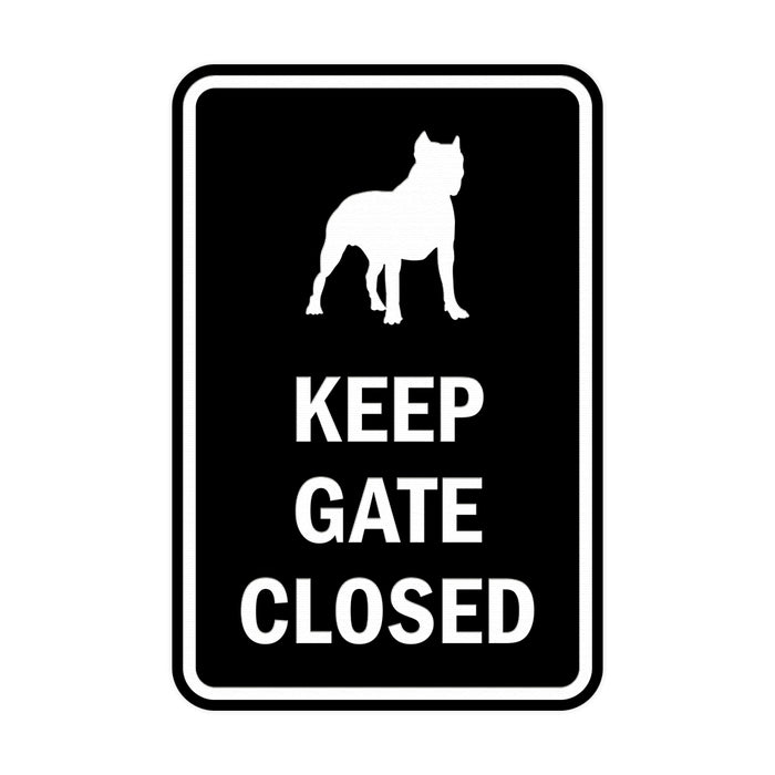Portrait Round Keep Gate Closed Dog Sign