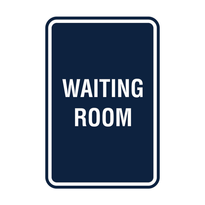 Navy Blue / White Portrait Round Waiting Room Sign