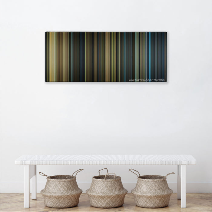Real Steel color palette canvas above a white bench with three woven baskets