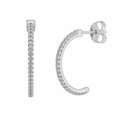 Rhodium Plated 925 Silver Crescent Cz Half Hoop Earrings - STE00901