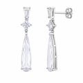 Silver 925 Rhodium Plated Multishape Marquis Clear CZ Dangling Earrings - BGE00066CLR | Silver Palace Inc.