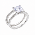 Rhodium Plated 925 Silver Stackable CZ Bridal Engagement Ring - GMR00080