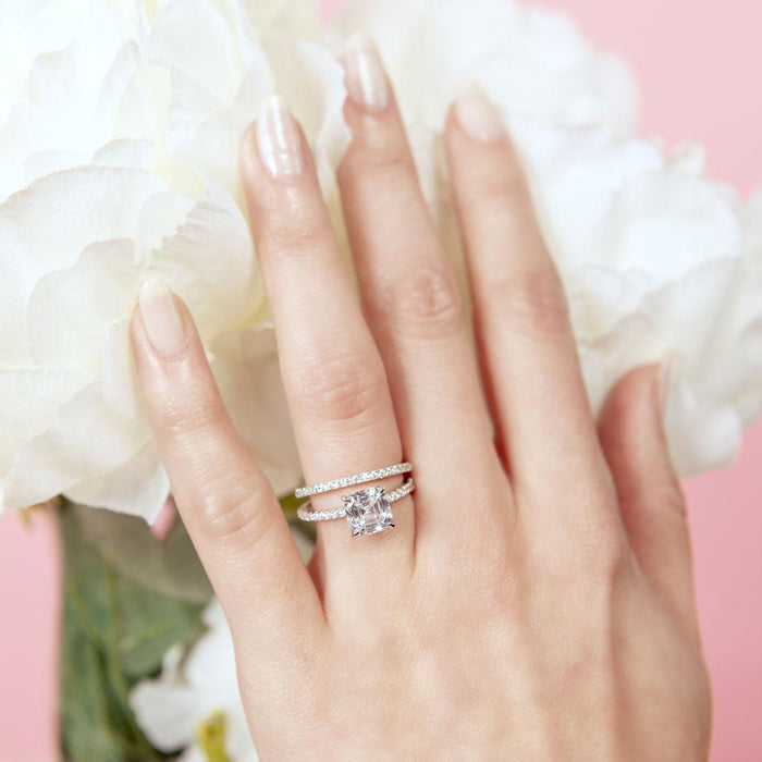 Silver 925 Rhodium Plated Stackable CZ Bridal Ring - GMR00080