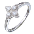 Silver 925 Rhodium Plated 4 Petal CZ Ring Pendant - BGR01167 | Silver Palace Inc.