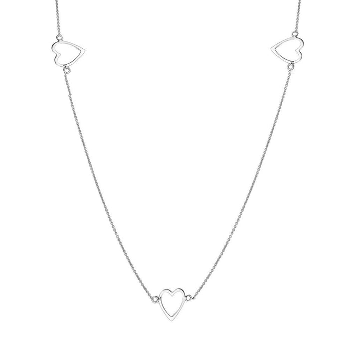 Silver 925 Rhodium Plated 5 Open Heart Necklace - DIN00018RH | Silver Palace Inc.