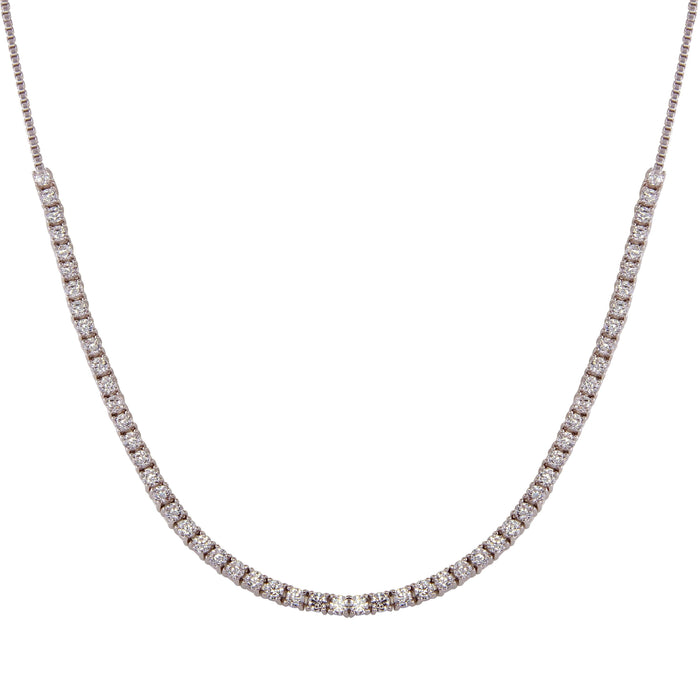 Silver 925 Rhodium Plated Adjustable Tennis CZ Necklace - BGP01258 | Silver Palace Inc.