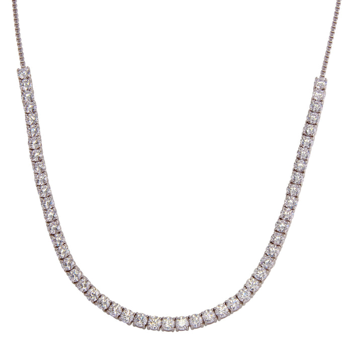 Silver 925 Rhodium Plated Adjustable Tennis CZ Necklace - BGP01257 | Silver Palace Inc.