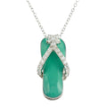 Silver 925 Rhodium Plated Blue Flip-Flop Necklace with CZ - STP00402BLU | Silver Palace Inc.