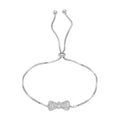 Silver 925 Rhodium Plated Bow Tie Lariat Bracelet with CZ - BGB00300 | Silver Palace Inc.