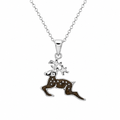 Rhodium Plated 925 Sterling Silver Brown Reindeer Pendant Necklace - STP01479