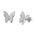 Silver 925 Rhodium Plated Butterfly Earring with CZ - BGE00534 | Silver Palace Inc.