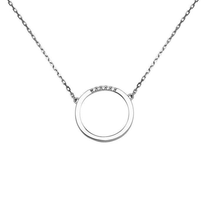 Silver 925 Rhodium Plated Circle Pendant with CZ - GMN00038 | Silver Palace Inc.