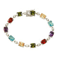 Silver 925 Rhodium Plated Clear and Multi-Colored CZ Tennis Bracelet - BGB00312MUL | Silver Palace Inc. #color_multicolor