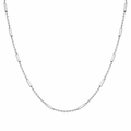 Rhodium Plated 925 Sterling Silver Cross Slider Tube Chain with Cross Dangle Necklace - DIN00065RH