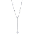 Silver 925 Rhodium Plated CZ By The Yard Necklace with drop Mother of Pearl - GMN00103 | Silver Palace Inc.