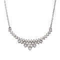 Rhodium Plated 925 Sterling Silver Cz Curved V Bridal Necklace - BGP01265