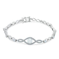 Rhodium Plated 925 Sterling Silver CZ Eye Bracelet with Synthetic Opal - BGB00283