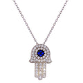Silver 925 Rhodium Plated CZ Hamsa Necklace - GMN00004 | Silver Palace Inc.
