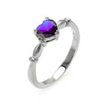 Silver 925 Rhodium Plated CZ Heart Purple February Ring - BGR00521FEB | Silver Palace Inc.