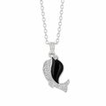 Rhodium Plated 925 Sterling Silver CZ & Stone Whale Pendant Necklace - BGP00855