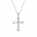 Rhodium Plated 925 Sterling Silver Dainty Jesus CZ Crucifix Pendant Necklace - STP00462