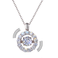 Silver 925 Rhodium Dancing CZ Open Round Pendant - STP01632 | Silver Palace Inc.