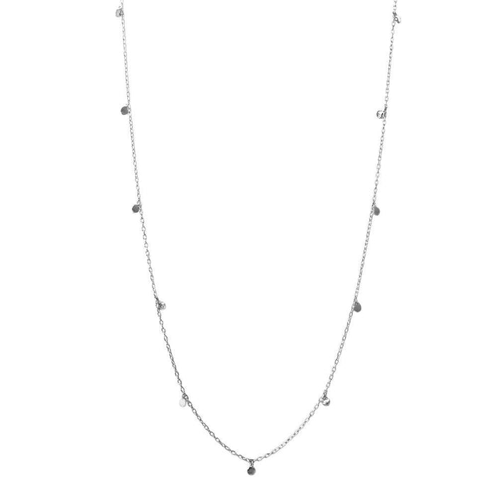 Silver 925 Rhodium Plated Dangling Circle Confetti Long Necklace - DIN00084RH | Silver Palace Inc.
