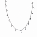 Rhodium Plated 925 Sterling Silver Dangling Circle Confetti Necklace - DIN00081RH
