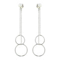 Silver 925 Rhodium Plated Dangling Front and Back Dangling Earrings - STE01096 | Silver Palace Inc.