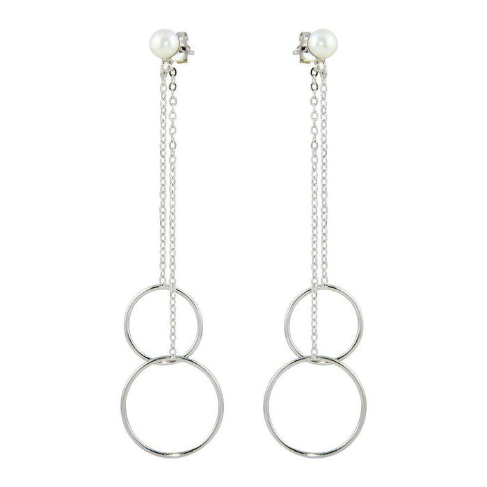 Silver 925 Rhodium Plated Dangling Front and Back Dangling Earrings - STE01096 | Silver Palace Inc.
