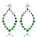 Silver 925 Rhodium Plated Dangling Teardrop Earrings with CZ - GME00102RH-GREEN | Silver Palace Inc.