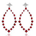 Silver 925 Rhodium Plated Dangling Teardrop Earrings with CZ - GME00102RH-RED | Silver Palace Inc.