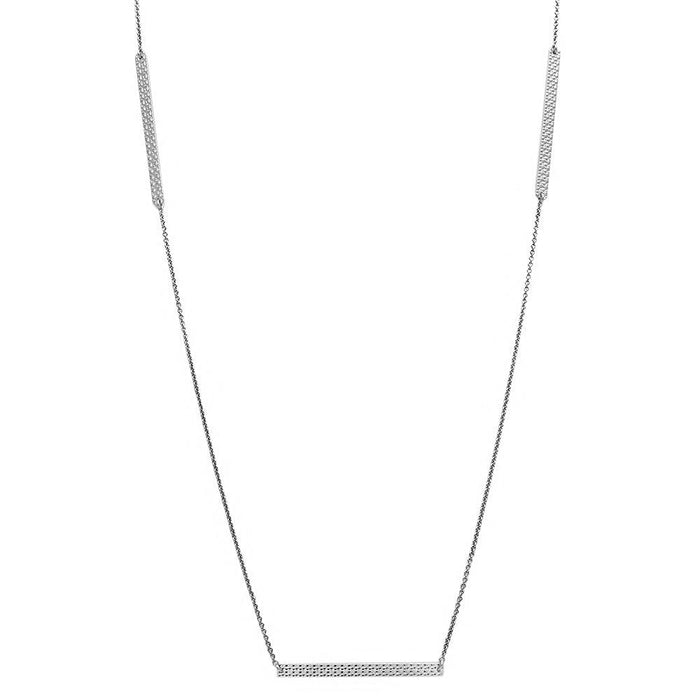 Silver 925 Rhodium Plated Diamond Cut Bars Necklace - DIN00019RH | Silver Palace Inc.