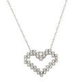 Silver 925 Rhodium Plated Digital Heart Necklace with CZ - STP01614 | Silver Palace Inc.