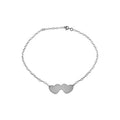 Silver 925 Rhodium Plated Double Heart Anklets - DIA00002RH | Silver Palace Inc.