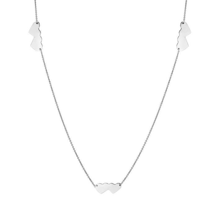 Silver 925 Rhodium Plated Double Heart Necklace - DIN00020RH | Silver Palace Inc.