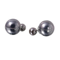 Silver 925 Grey Faux Pearl Reversible Earrings - BGE00445GRY | Silver Palace Inc. #color_gray